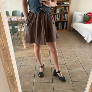 Anthropology Daughters of The Liberation brown leather skirt NWT XS